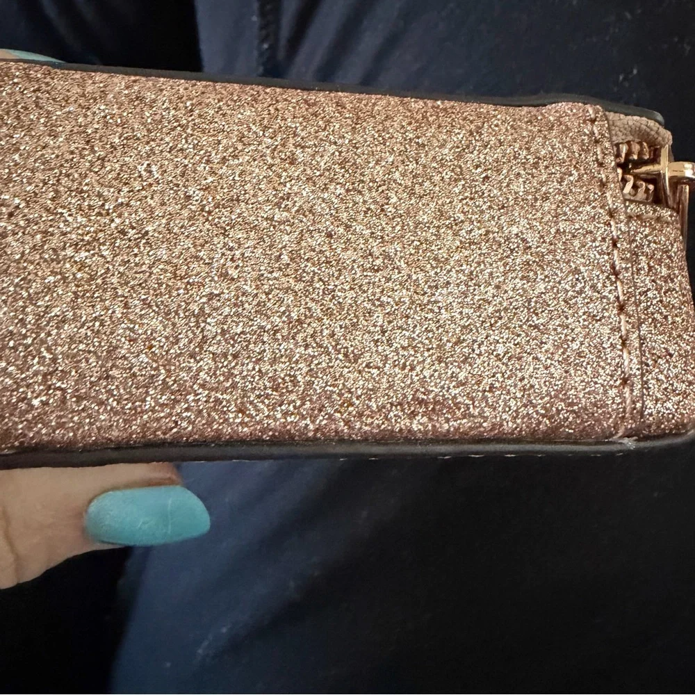 Michael Kors Shimmering Glitter Gold travel pill medication or jewelry case NEW!